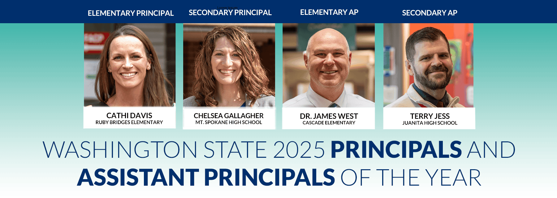 Portraits of four Washington educators named 2025 Principals and Assistant Principals of the Year.