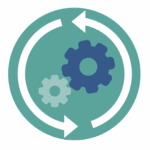 Image of two gears within two cycling arrows to represent AWSP