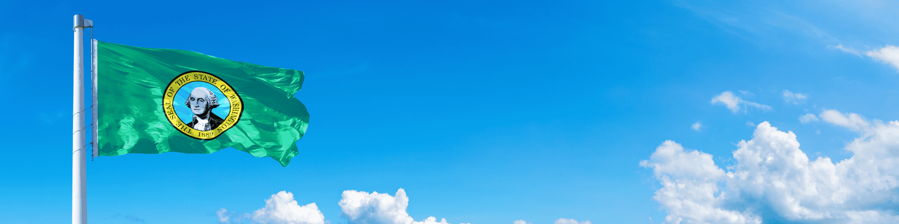 Blue Sky with Washington State flag flying