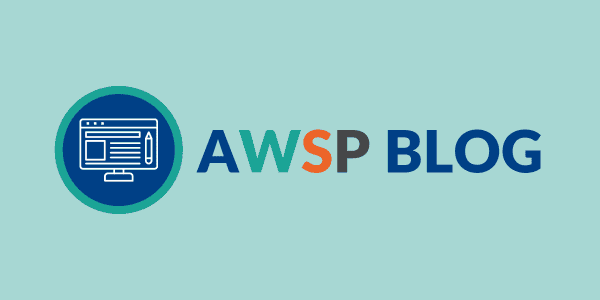 Logo of AWSP Blog featuring a computer graphic and colorful text, representing educational content and resources for school leaders and educators.