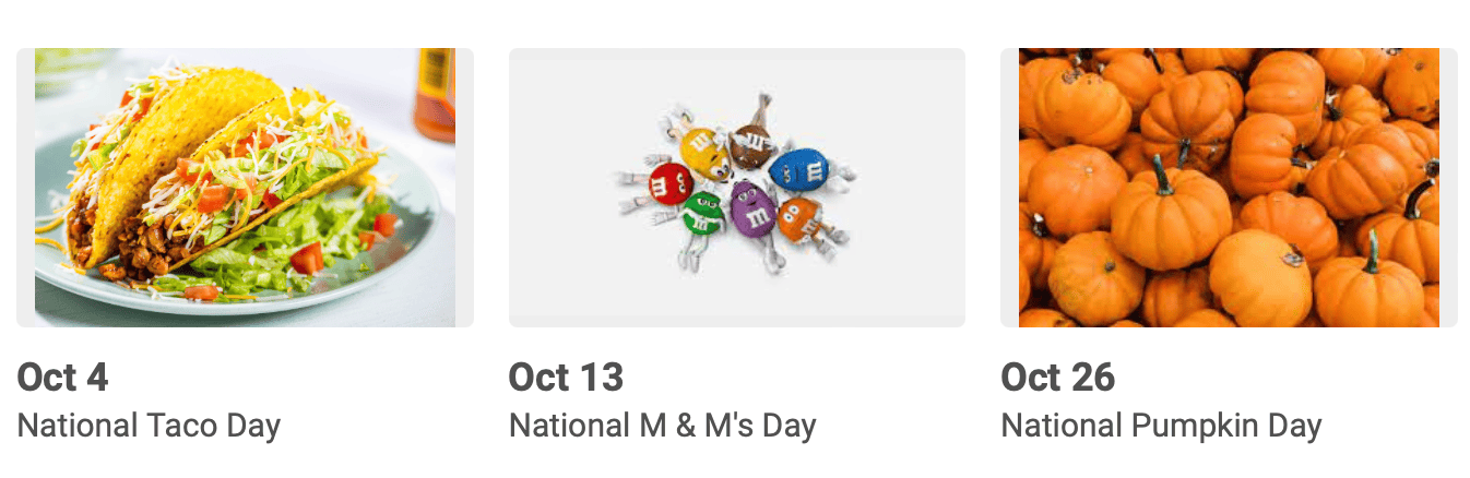 a photo of tacos, m&m candies, and pumpkins