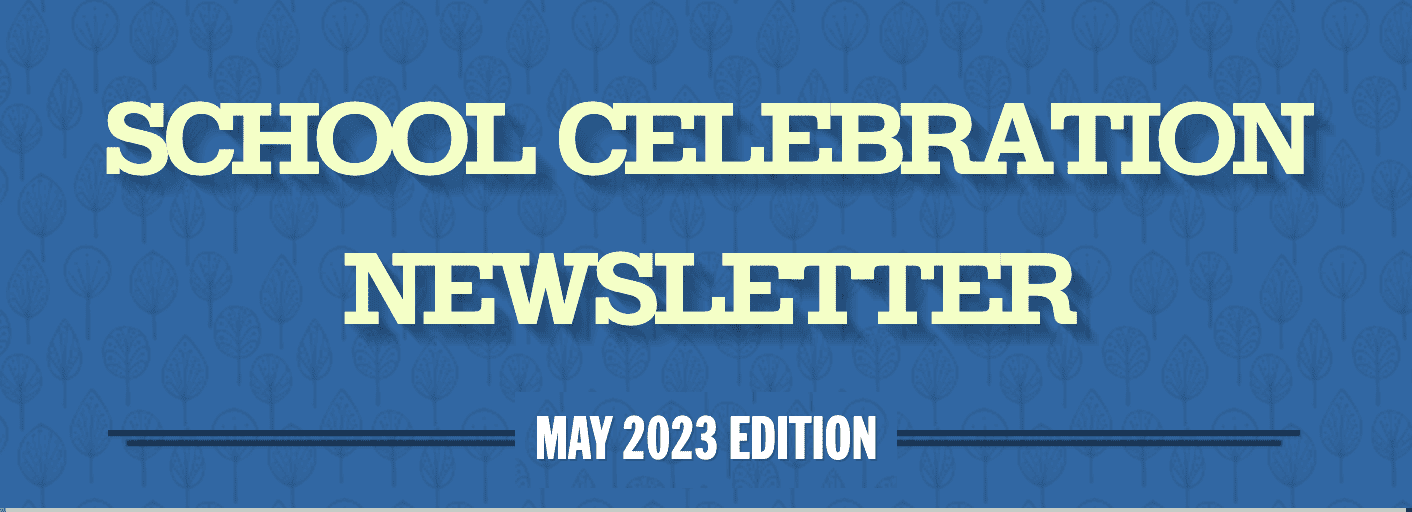 Blue rectangular background with title and date